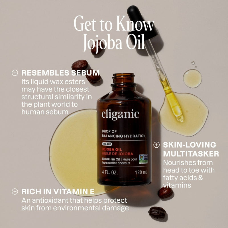 100% Pure Jojoba Oil - Cliganic Skin & Hair Oils