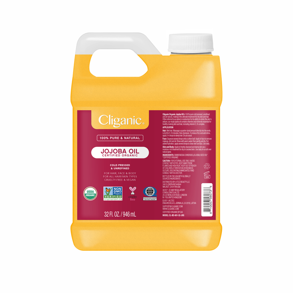 Cliganic Jojoba Oil Non-GMO, Bulk 16oz - 100% Pure, Size: 16 fl oz