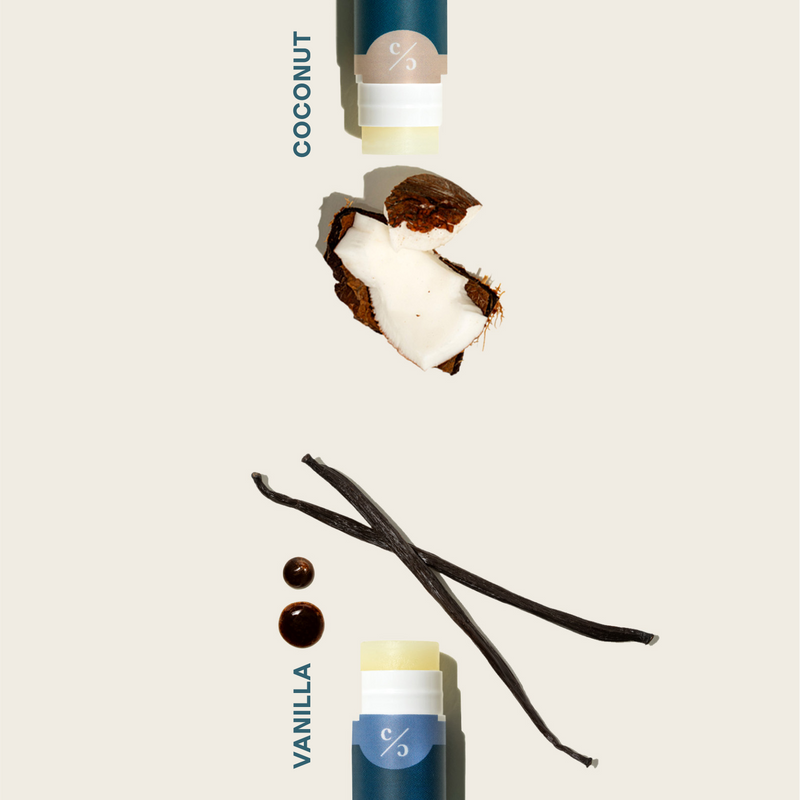 Coconut & vanilla pieces with lip balms