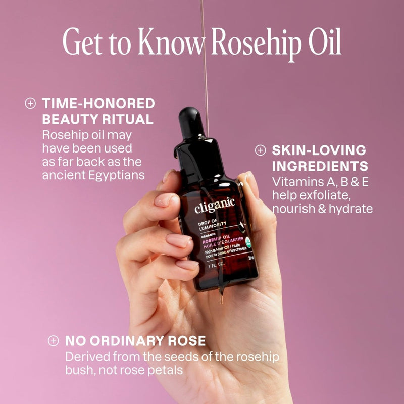 Organic Rosehip Oil - Cliganic Skin & Hair Oils