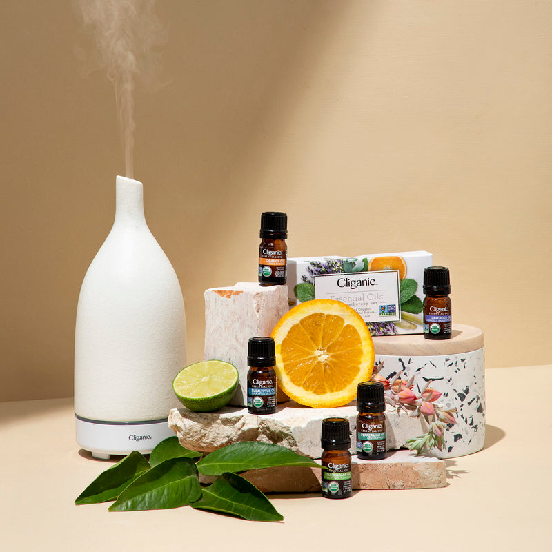 Cliganic USDA Organic Aromatherapy Essential Oils Holiday Gift Set (Top 8),  100%