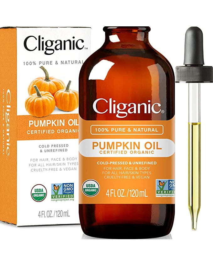 Cliganic Organic Pumpkin Seed Oil, 100% Pure - for Face & Hair | Natural Cold Pressed Unrefined